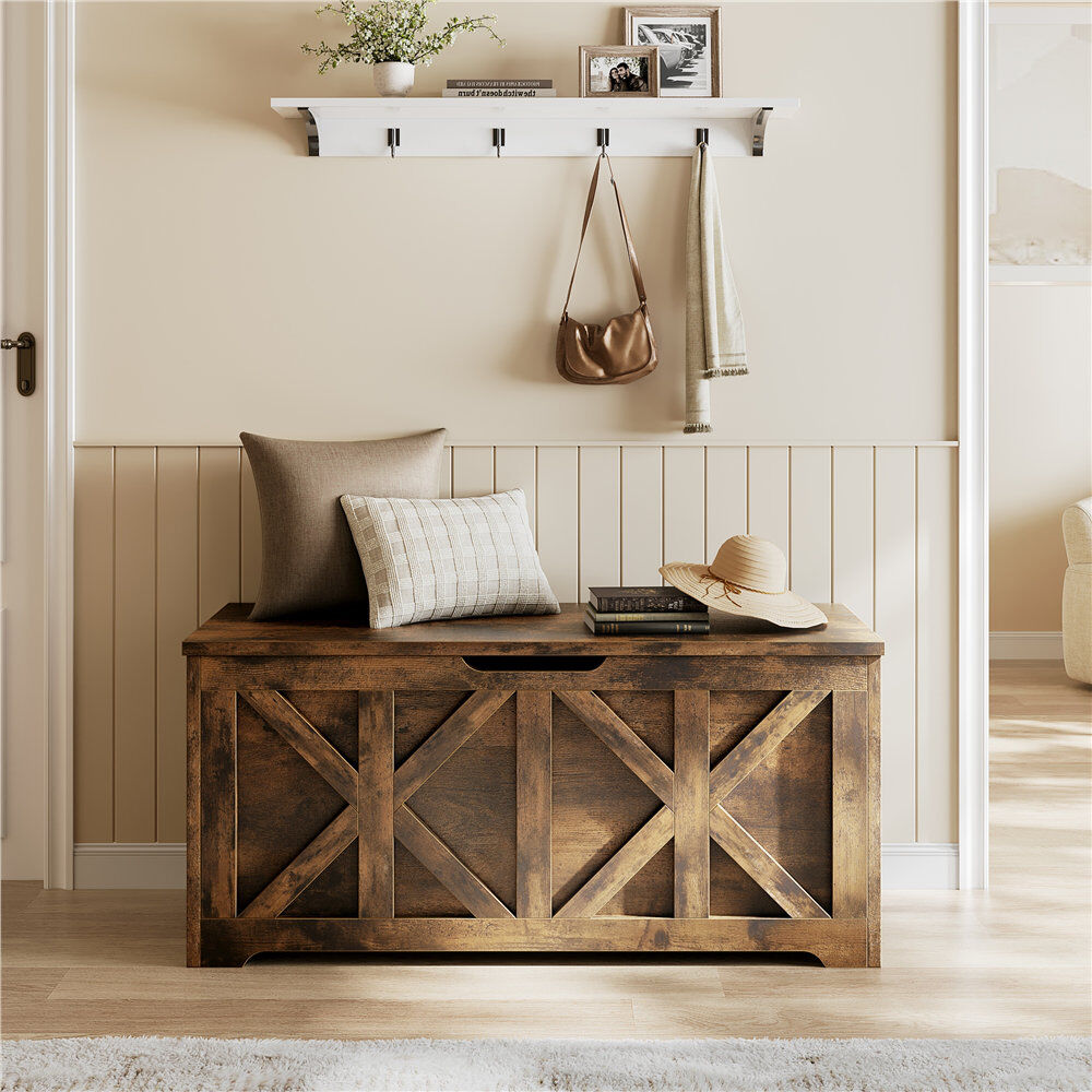 Lily Manor Upholstered Bench Rustic Brown 46.5cm H X 100cm W X 40cm D