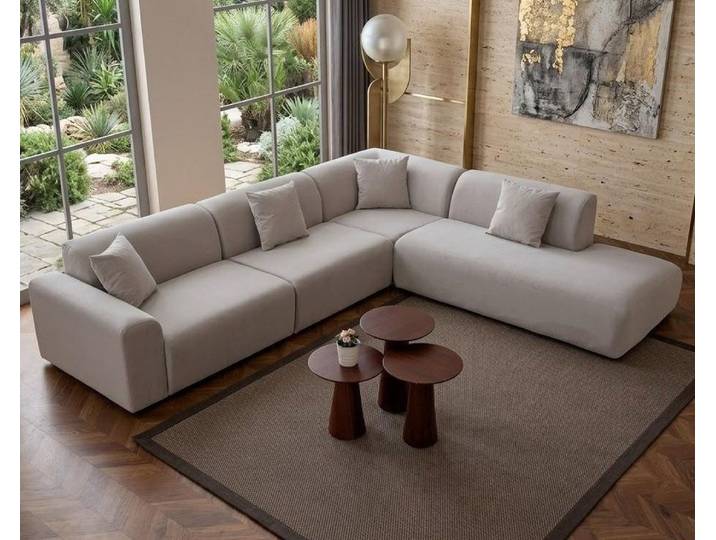 JVmoebel Ecksofa Wohnzimmer-Sofa Modern Weiß Holzgestell Elegant Entspannend, 1 Teile, Made in Europa