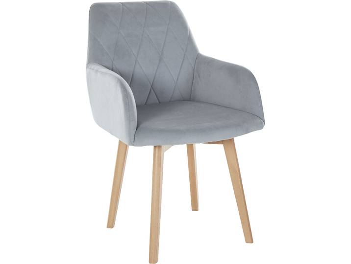 Armlehnstuhl, Polyester, Hellgrau, 59,5×66×88 cm, Gepolstert, Rautensteppung, Klassisch, Home Affaire