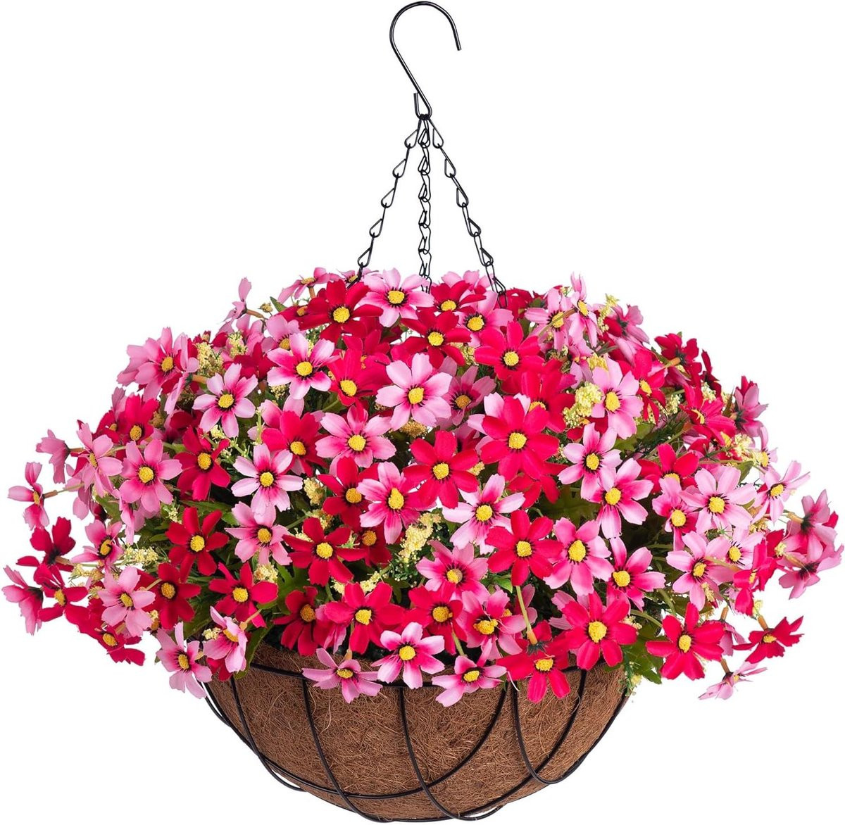 Hangende Bloemmand met Kunstplanten voor Buiten Decoratie - Rood - 30 cm