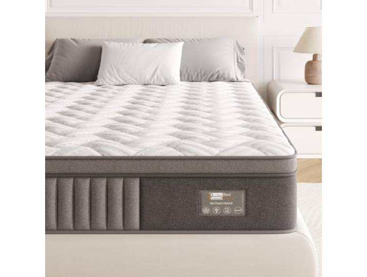 BedStory Matratze 120x200cm, Höhe 26cm Taschenfederkernmatratze, H4 Härtegrad Matratze mit hochdichtem Gedächtnisschaum und unabhängigen Sackfedern, rückenentlastend für Erwachsene Grauweiß