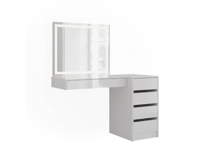 Coiffeuse 3 parties blanc/blanc brillant 120x76cm