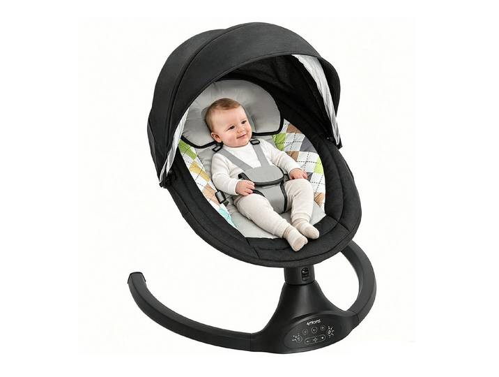 AUDEW Babywippe elektrisch Babyschaukel 5 Gang Schaukelstuhl, mit Fernbedienung, bluetooth Musik, Moskitonetz und 2 x Spielzeug