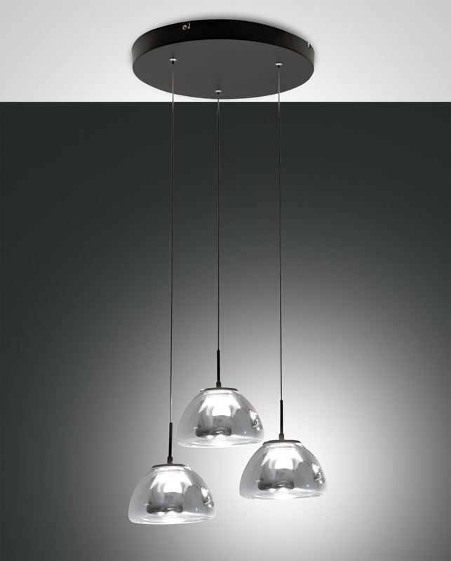 Fabas Luce LED-Pendelleuchte Lucille Schwarz Rauchglas 3764-47-126 8019282546382