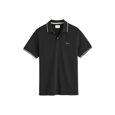 Poloshirt GANT "Poloshirt TIPPING PIQUE POLO 1er Pack", Herren, Gr. L, schwarz, Obermaterial: 100% Baumwolle CO., Shirts