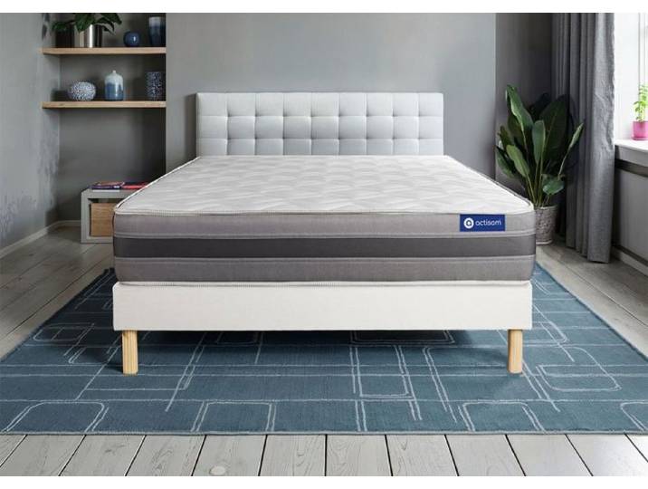 Ensemble Matelas Sommier 160x190 cm - Actilatex Relax - Sommier Kit Blanc