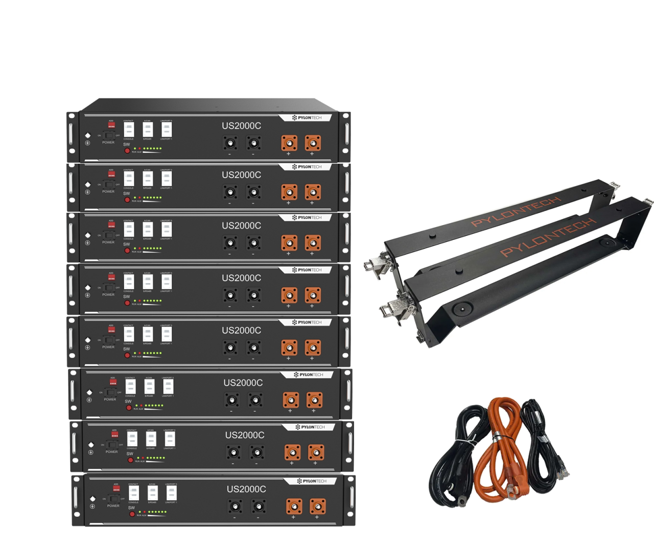 Pylontech 8 x US2000C 19,2 kWh Solarspeicher Lithium LiFePO4 inkl. Kabel, Halterung und BMS