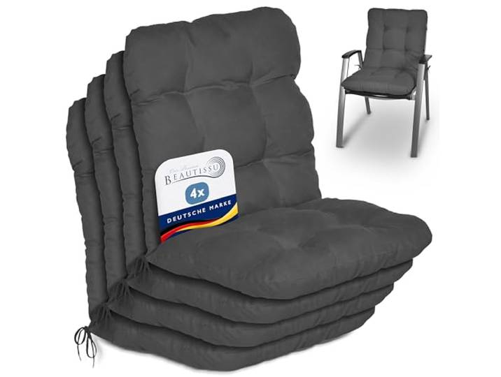 Beautissu 4er Set Niedriglehner Auflagen Stuhlauflage Sitzkissen