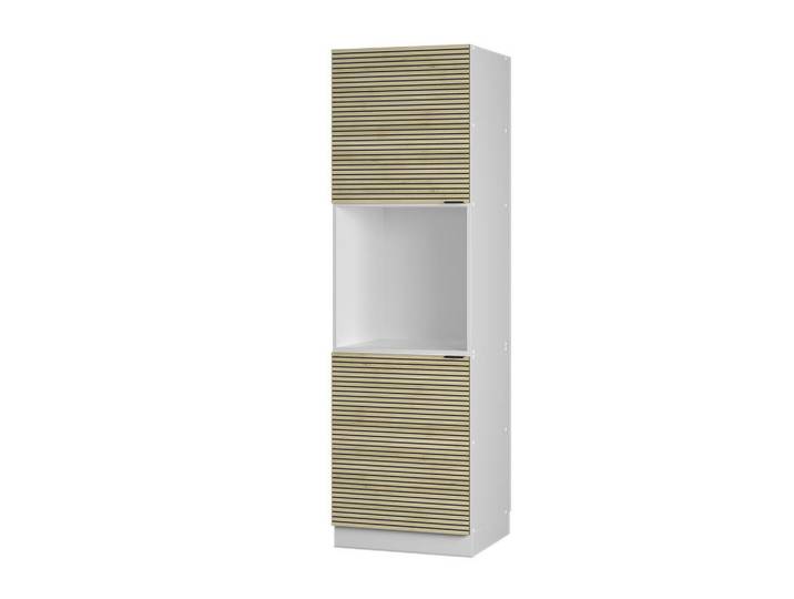 Vicco Herdumbauschrank Fame-Line Eiche Paneel 60 cm mit offenem Regal, Eichefarben, Weiß, Holzwerkstoff, 2 Fächer, Rechteckig, 60x206.8x58.1 cm, Küchen, Küchenmöbel, Küchenschränke, Geräteumbauschrank