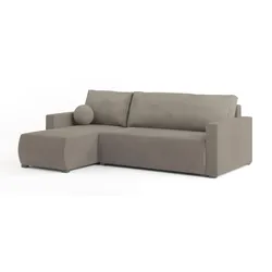 ECKSOFA SORGE Beige Plüsch-Stoff mit Schlaffunktion