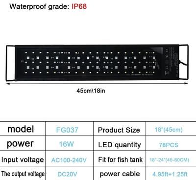 Uplift Essentials Full Spectrum Aquarium LED Light With Sunrise Sunset Cycle Waterproof Plant Growth Lamp uk 17.7in