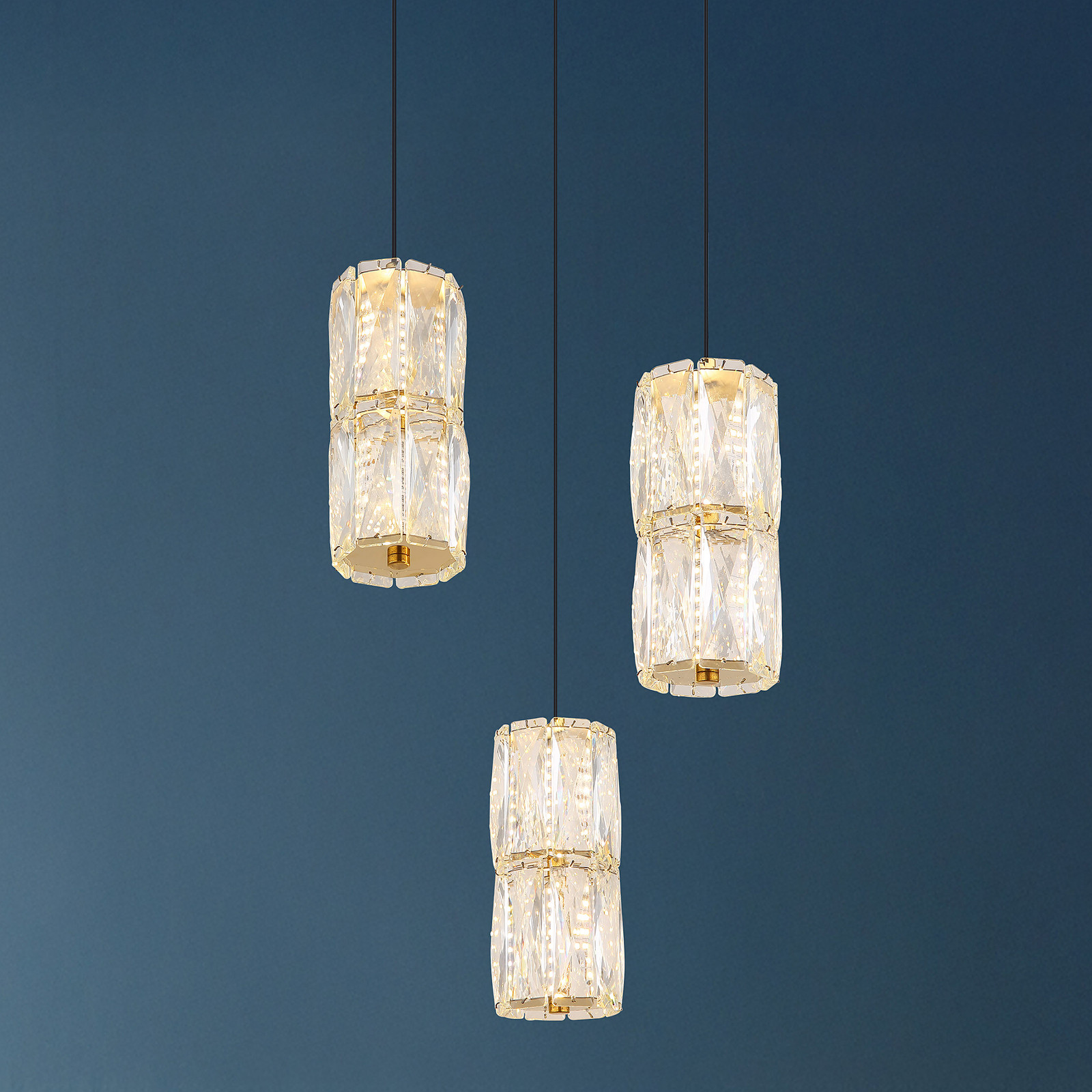 home24 LED-hanglamp Stefanie type B, goud/transparant, Ø 36 cm