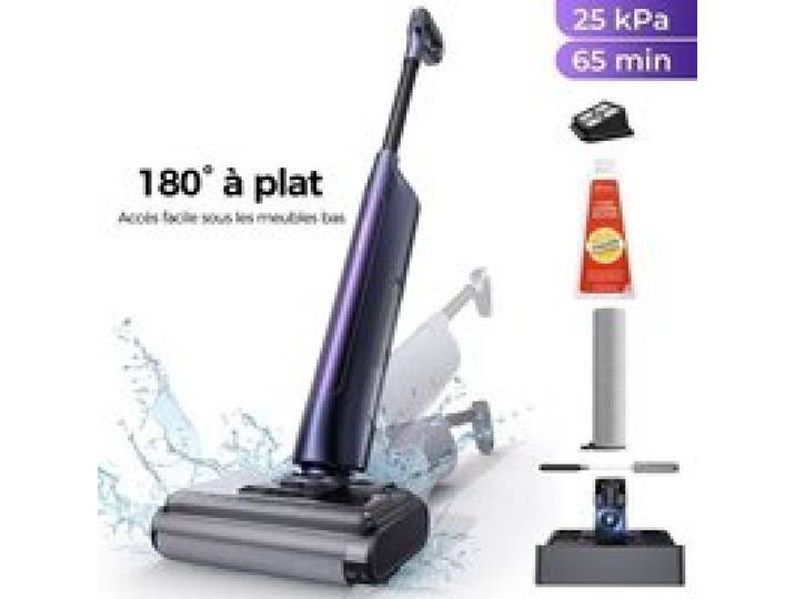Ultenic AC1 TFlex Aspirateur Balai Laveur 25 kPa 65 Min Design Plat à 180° Humide et Sec 1 5 L Nettoyage des Bords 0mm
