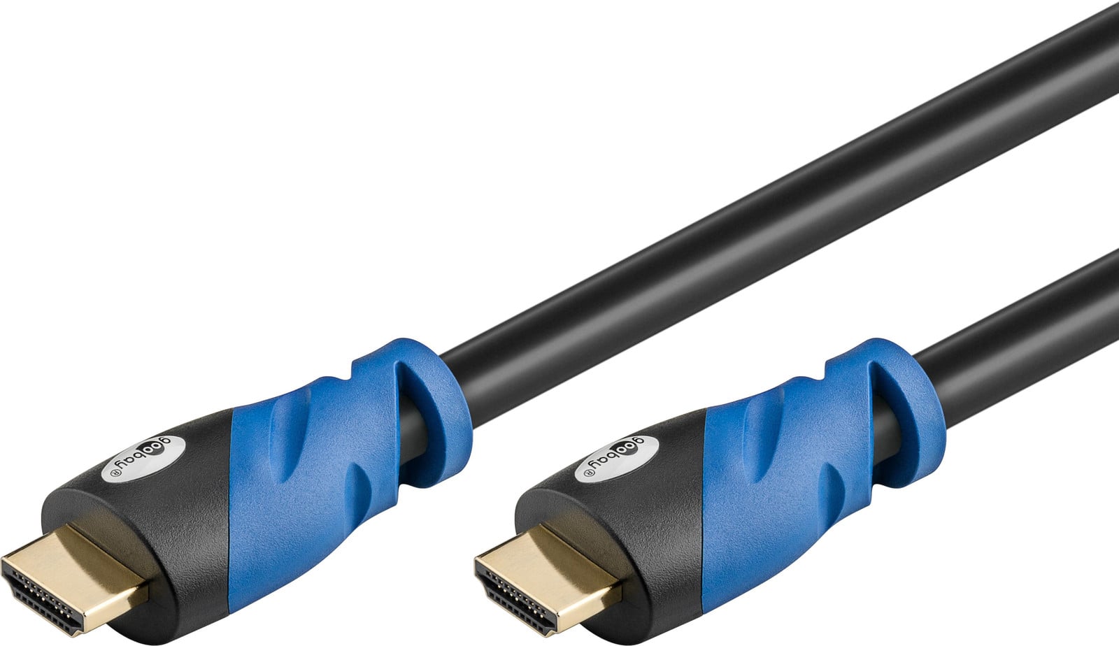 Goobay Premium High Speed HDMI-kabel met Ethernet, verguld, zwart/blauw, 2 meter