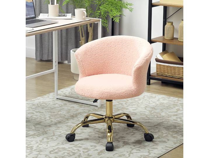 Vinsetto Chaise Bureau Ergonomique Pivotante Réglable Rose