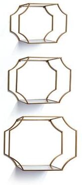 Porch & Petal Hudson Mirrored Wall Shelves, Set Of 3 - 20.25x7x15.75;18x7x14;16x7x12.25 LWH