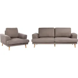 SOFA-SET 4-Sitzer Stoff Braun Kildal