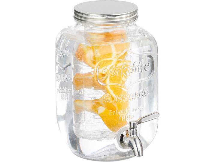 drankdispenser met infuser - 4 liter - glas - tapkraan - reliëf