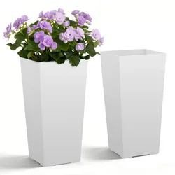 VEVOR Pflanztopf 300x300x550 mm 2er-Set, Blumentopf, Blumenkübel, PP-Pflanzgefäß, Planzkübel, Pflanzkasten mit Innentopf, Geeignet für Zimmer- & Gartenpflanzen, weiß