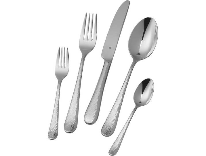 WMF Besteckset Sitello, Grau, Metall, 30-teilig, 27x57x43.5 cm, ergonomischer Griff, Besteck, Besteck-Sets