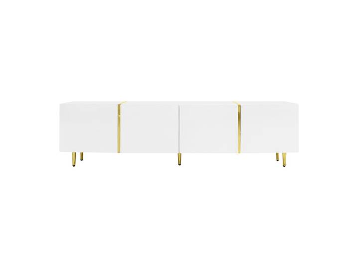 Meuble tv laqué brillant avec 4 portes, 170 cm, blanc