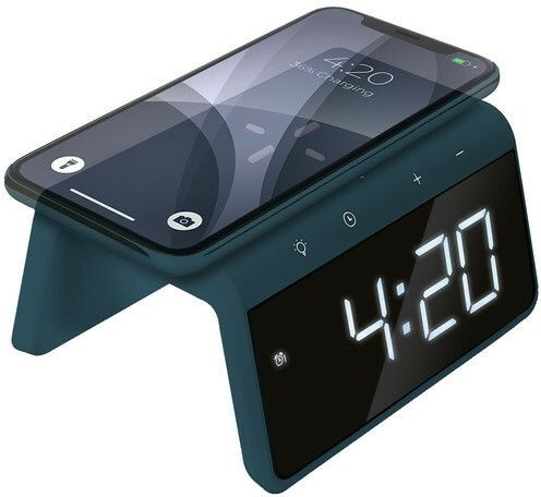 Caliber HCG019QI-PB Digitale wekker met draadloos Qi-opladen - Blauw