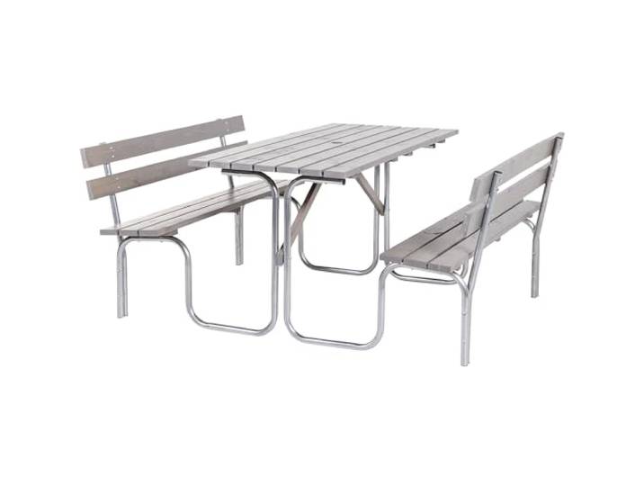 Kaiser + Kraft Gruppensitzbank Tisch und 2 Sitzbänke, Länge 1500 mm, grau