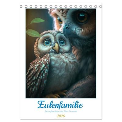 Eulenfamilie (Tischkalender 2026 DIN A5 hoch), CALVENDO Monatskalender