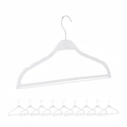 Relaxdays Kleiderbügel, 10er Set, Weizenstroh, Kunststoff, nachhaltig, Bügel platzsparend, Hosensteg, Einkerbungen, weiß