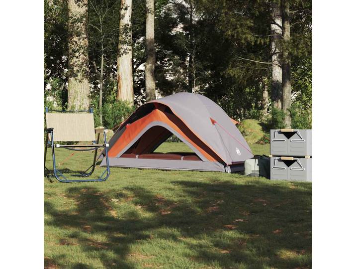vidaXL Campingzelt 1 Person Grau und Orange Wasserfest