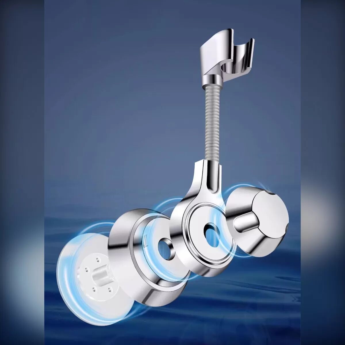 INF 2er-Set Universal Duschkopfhalter Ohne Bohren - 360° Drehbar Verstellbare Saugnapfhalterung für Badezimmer Weiß