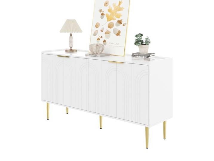 Buffet moderne et simple Armoire Sideboard moderne Buffet Espace de rangement Salon Set 140L x 38B x 75H(cm) Blanc
