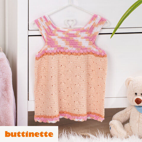 Häkelanleitung – Ärmelloses Babykleidchen aus Woll Butt Baby