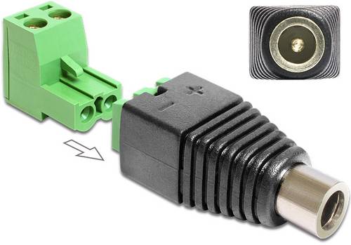 Delock 65486 DC (Strom) Adapter [1x DC-Buchse 5.5mm - 1x 2-polig] Schwarz, Grün, Silber