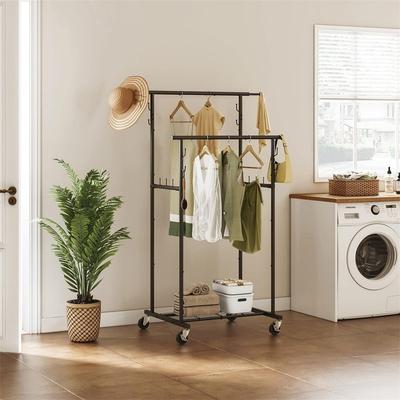NO "Double Rod Garment Rack - 26""D x 47.3""W x 64.2""H"