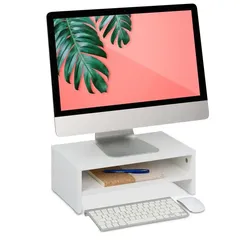 Relaxdays Monitorständer mit Fach Weiß