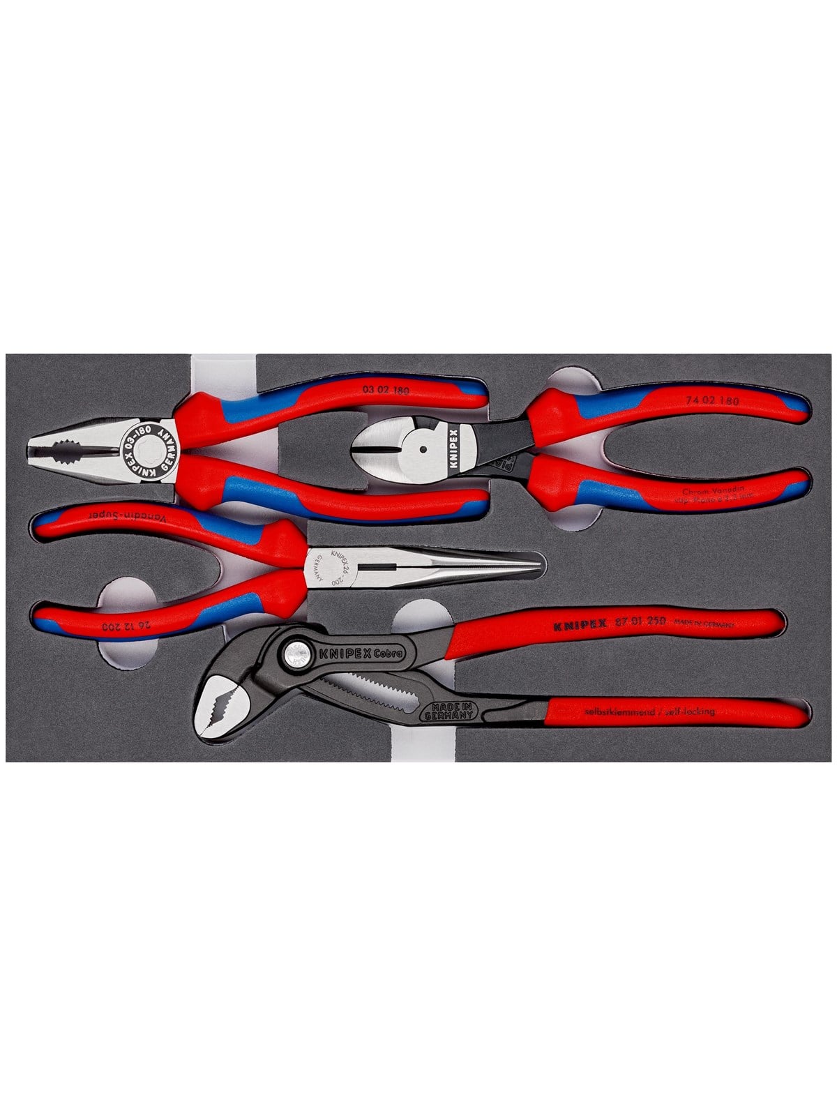 KNIPEX Zangen-Sets, in Schaumstoffeinlage