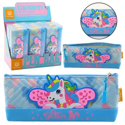 Federmäppchen für Schulbedarf mit Einhorn, Blau, 20 x 8,5 cm
