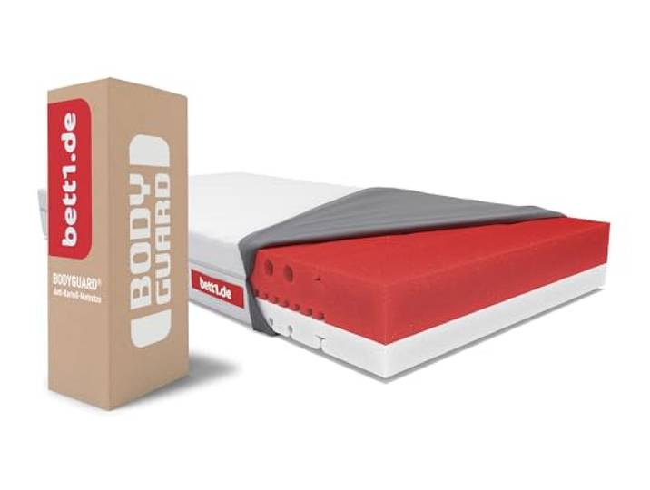 bett1 BODYGUARD Anti-Kartell-Matratze Weich 180x200 (2in1 Liegehärten Weich & Fester, Bezug 60°C waschbar, Oeko-TEX 100, Ergonomiemodule, QXSchaum)