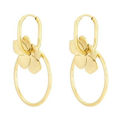 Paar Ohrhänger ADELIA´S "LIVAYA Ohrringe Ohrhänger mit Blumenmotiv aus Edelstahl", Damen, Gr. Damen, Edelstahl, gold (goldfarben), Ohrringe, Trendig durch das plastisch gestaltete Blumenmotiv