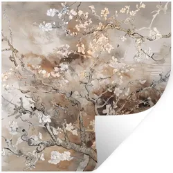 WANDTATTOO Mandelblüte - Kunst - Van Gogh - Beige - Abstrakt Wanddeko 50x50 cm