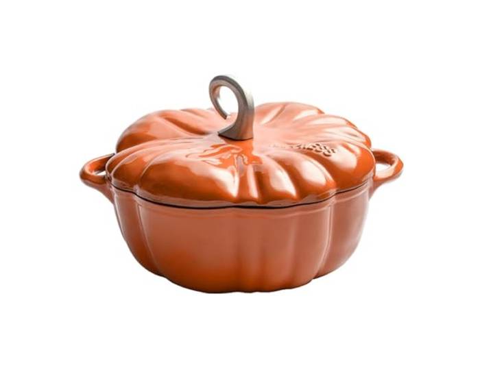 Dutch Oven aus Gusseisen, Kochtopf in Kürbisform, Auflaufform mit Deckel und Griffen, antihaftbeschichteter Schmortopf, Suppentopf, Halloween-Emaille-Kochgeschirr, Crock Pot for Suppe, Brei, Eintopf,