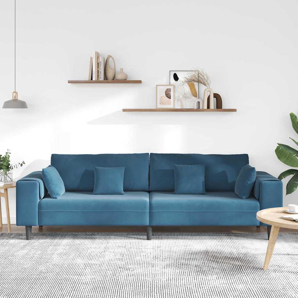 vidaXL Canapé Bleu 250 x 77 x 76 cm Velours
