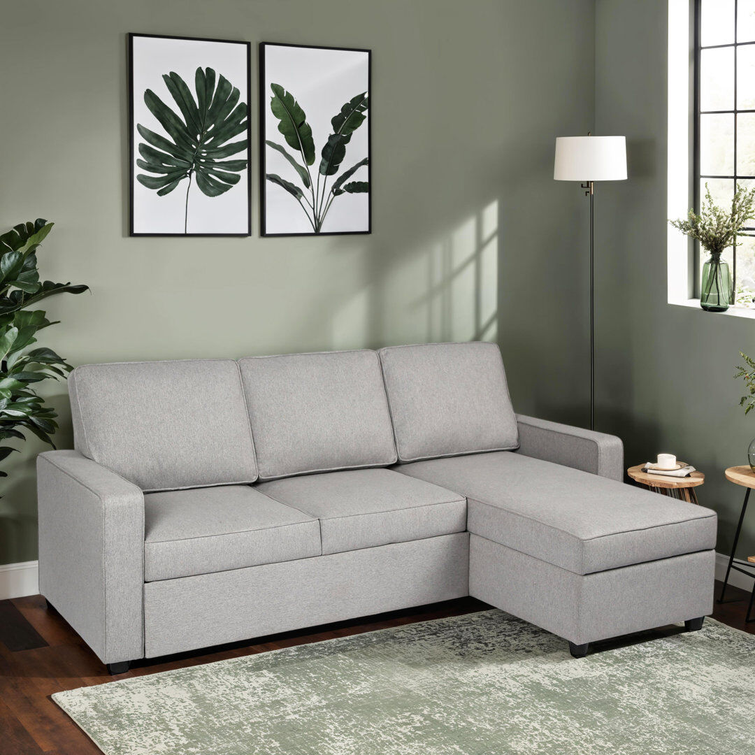 17 Stories Razzak 3 Seater Linen Sofa Bed Light Grey 86cm H X 211cm W X 135cm D