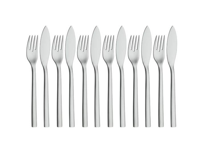 WMF Fischbesteck Nuova, Edelstahlfarben, Metall, 12-teilig, 22.6x2.7x37.6 cm, Besteck, Besteck-Sets