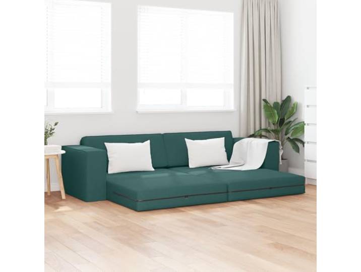 HEFZGDB Boden Schlafsofa 2-in-1 Dunkelgrün 245x150x60.5 cm Stoff Couch Bett Umwandlung Modernes Design Vielseitige Sitzgelegenheit Geräumig für DREI Personen Abnehmbare Bezüge