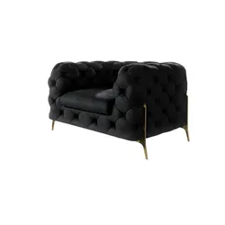 S-STYLE Chesterfield Sessel  Natalie ¦ schwarz ¦ Maße (cm): B: 125 H: 75