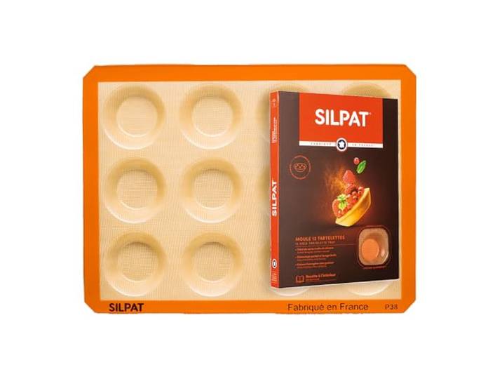 Silpat Moule 12 Tartelettes – Patisserie\, Tarte\, Quiche\, Dessert - Cuisson Maîtrisée\, Démoulage Facile – Moule Silicone Antiadhésif – Résistant\, Réutilisable – Qualité Professionnelle\, Polyvalent