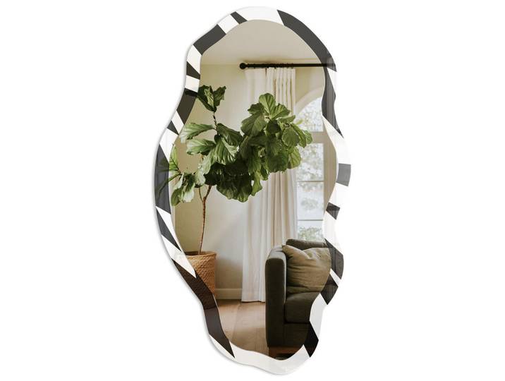 Tulup Spiegel 90x45 cm asymmetrisch mit Druck - Dynamisches Muster, Transparent, Glas, Organisch, 45x90x0.4 cm, Spiegel, Wandspiegel