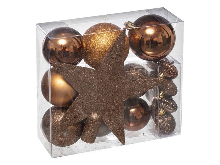 Atmosphera Lot de 18 boules de Noël Bronze